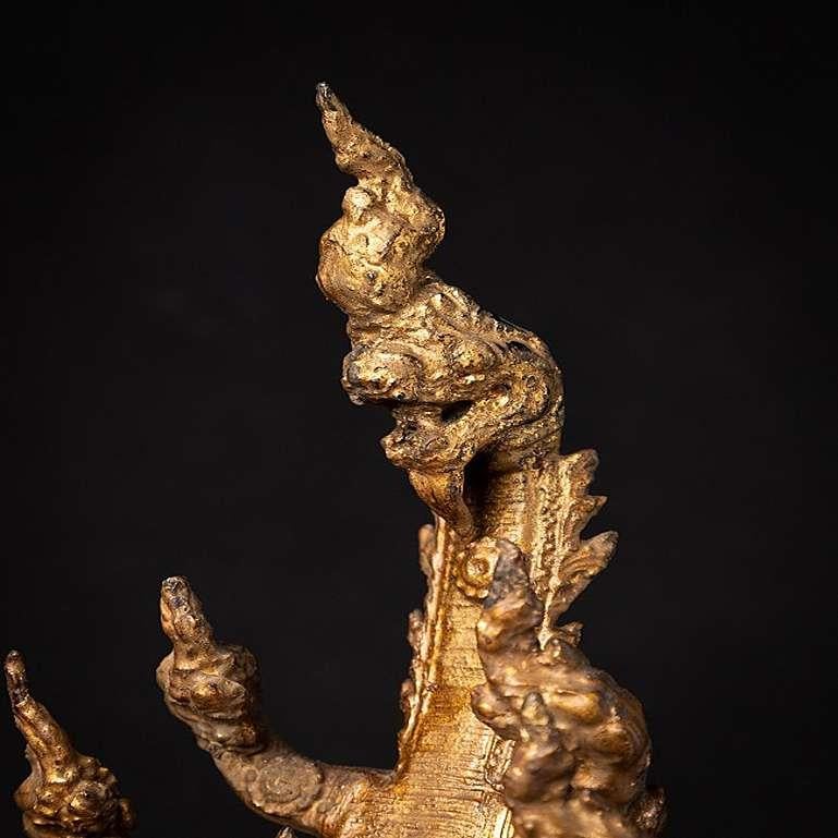 Antique Bronze Thai Buddha on Naga Snake from Thailand 11