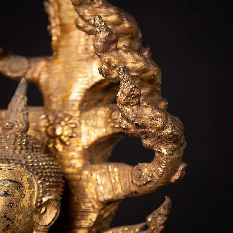 Antique Bronze Thai Buddha on Naga Snake from Thailand 12