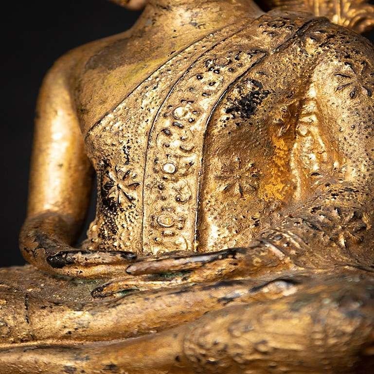 Antique Bronze Thai Buddha on Naga Snake from Thailand 14