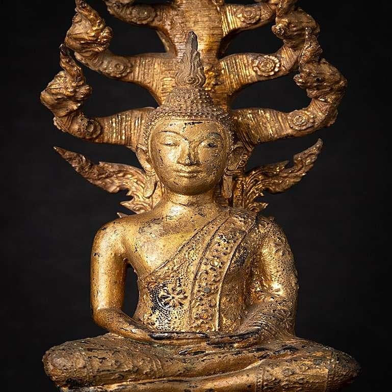 Material: bronze
46,5 cm high 
23,5 cm wide and 18 cm deep
Weight: 5.77 kgs
Gilded with 24 krt. gold
Dhyana mudra
Originating from Thailand
19th century - Rattanakosin period.
 