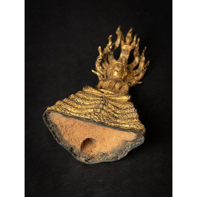 Antique Bronze Thai Buddha on Naga Snake from Thailand 16