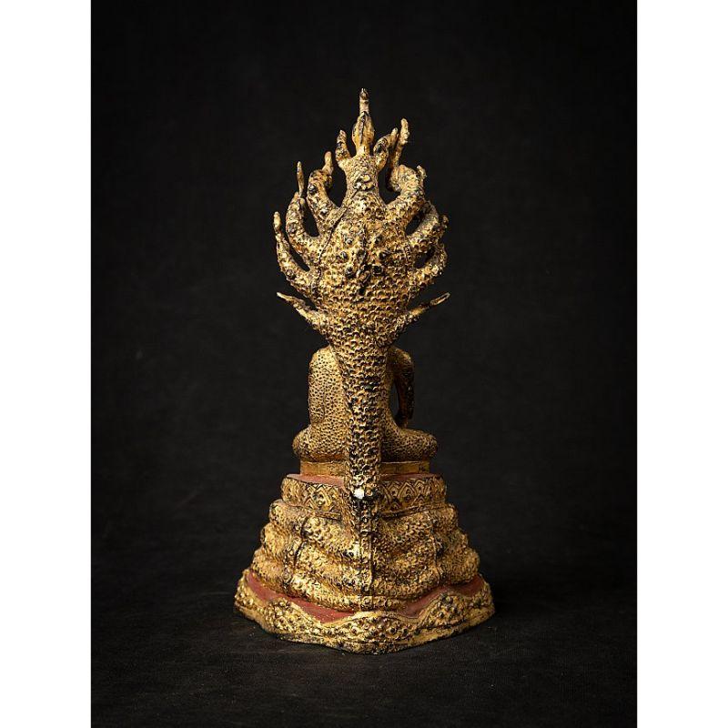 19th Century Antique Bronze Thai Buddha on Naga Snake from Thailand