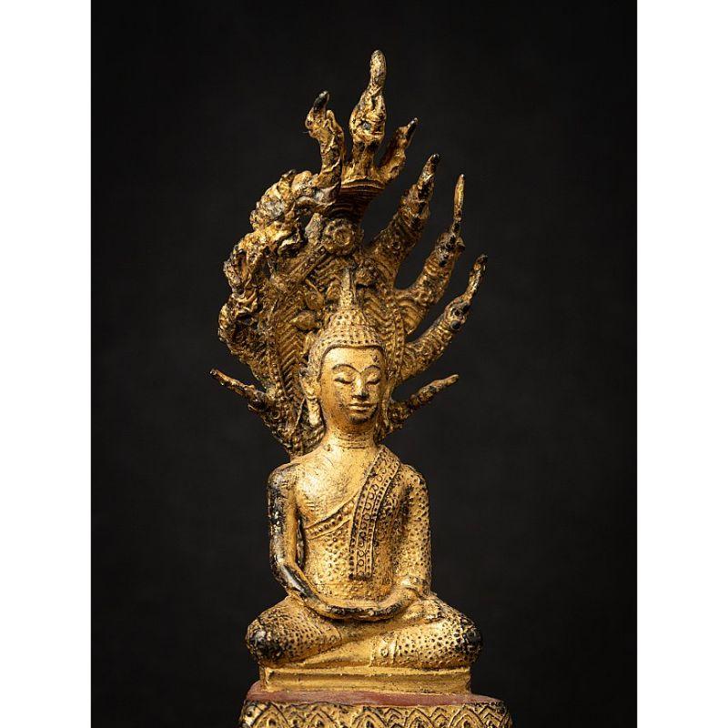 Antique Bronze Thai Buddha on Naga Snake from Thailand 3