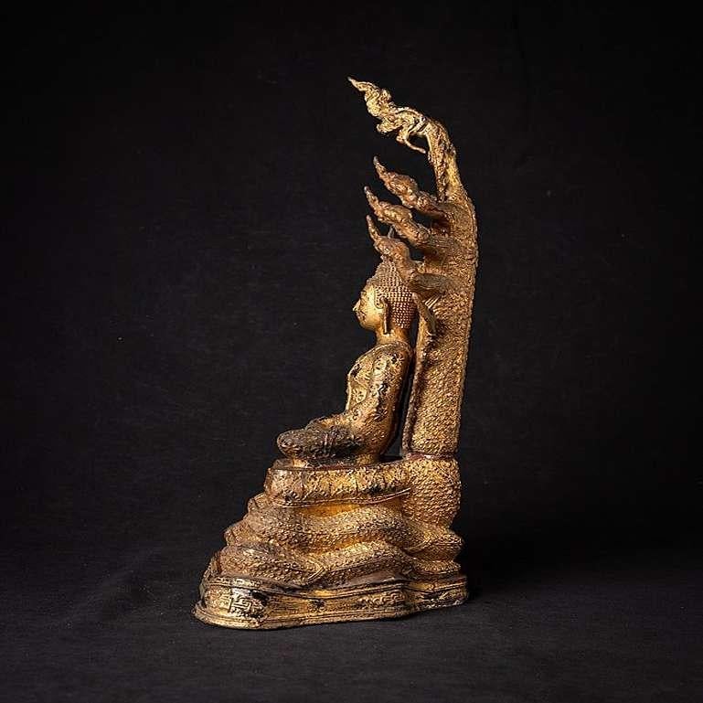 Antique Bronze Thai Buddha on Naga Snake from Thailand 3