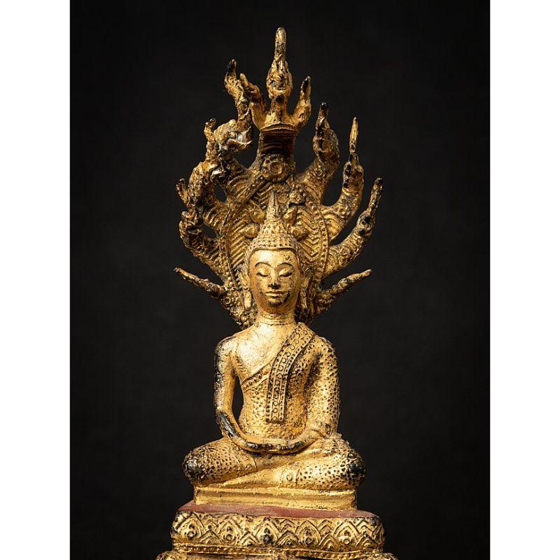 Antique Bronze Thai Buddha on Naga Snake from Thailand 5