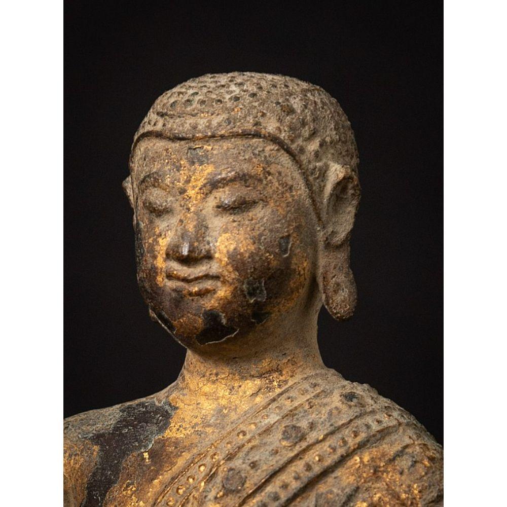 Antique Bronze Thai Monk Statue from Thailand For Sale 8