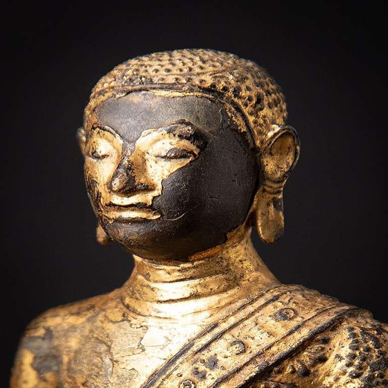 Antique Bronze Thai Monk Statue from Thailand For Sale 6