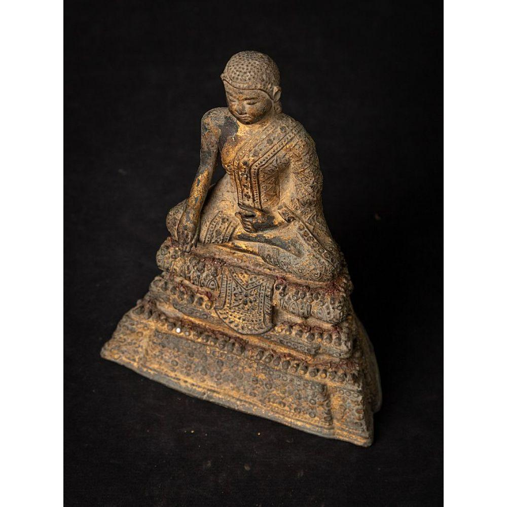 Antique Bronze Thai Monk Statue from Thailand For Sale 9