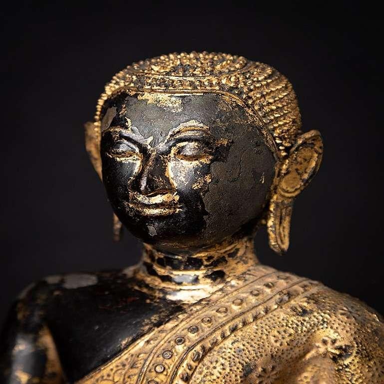 Antique Bronze Thai Monk Statue from Thailand For Sale 11
