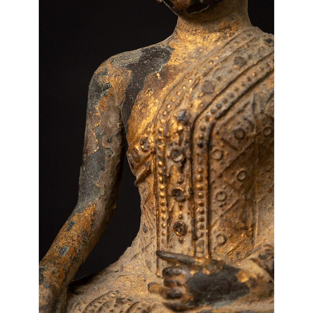 Antique Bronze Thai Monk Statue from Thailand For Sale 12
