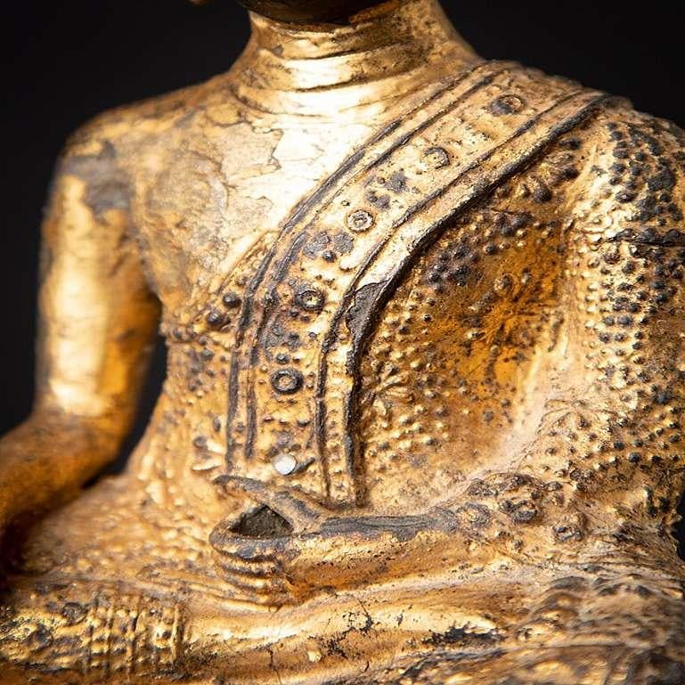 Antique Bronze Thai Monk Statue from Thailand For Sale 10