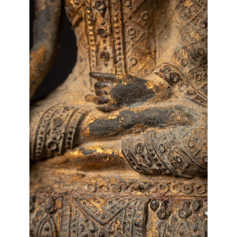 Antique Bronze Thai Monk Statue from Thailand For Sale 14