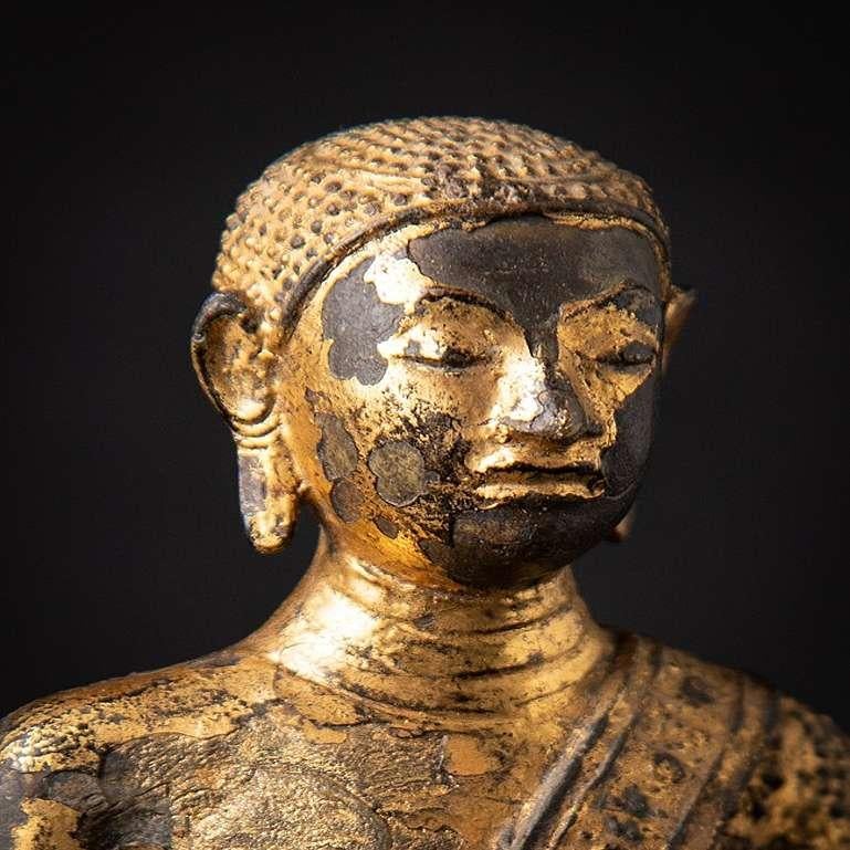 Antique Bronze Thai Monk Statue from Thailand For Sale 2
