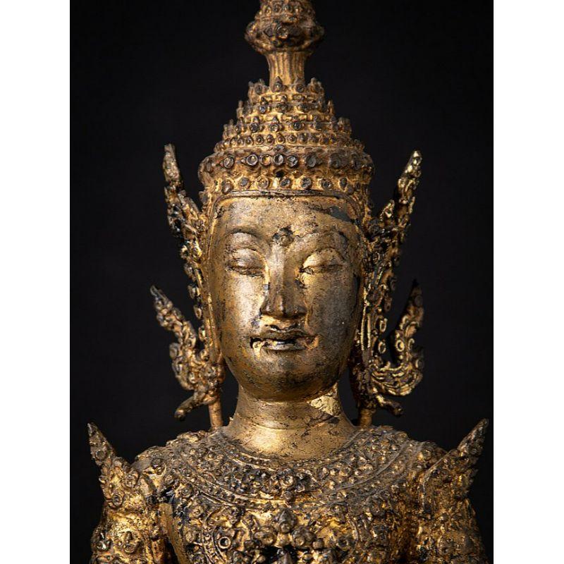 Antiker thailändischer Rattanakosin-Buddha aus Bronze aus Thailand 5
