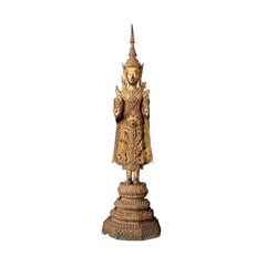 Antiker thailändischer Rattanakosin-Buddha aus Bronze aus Thailand