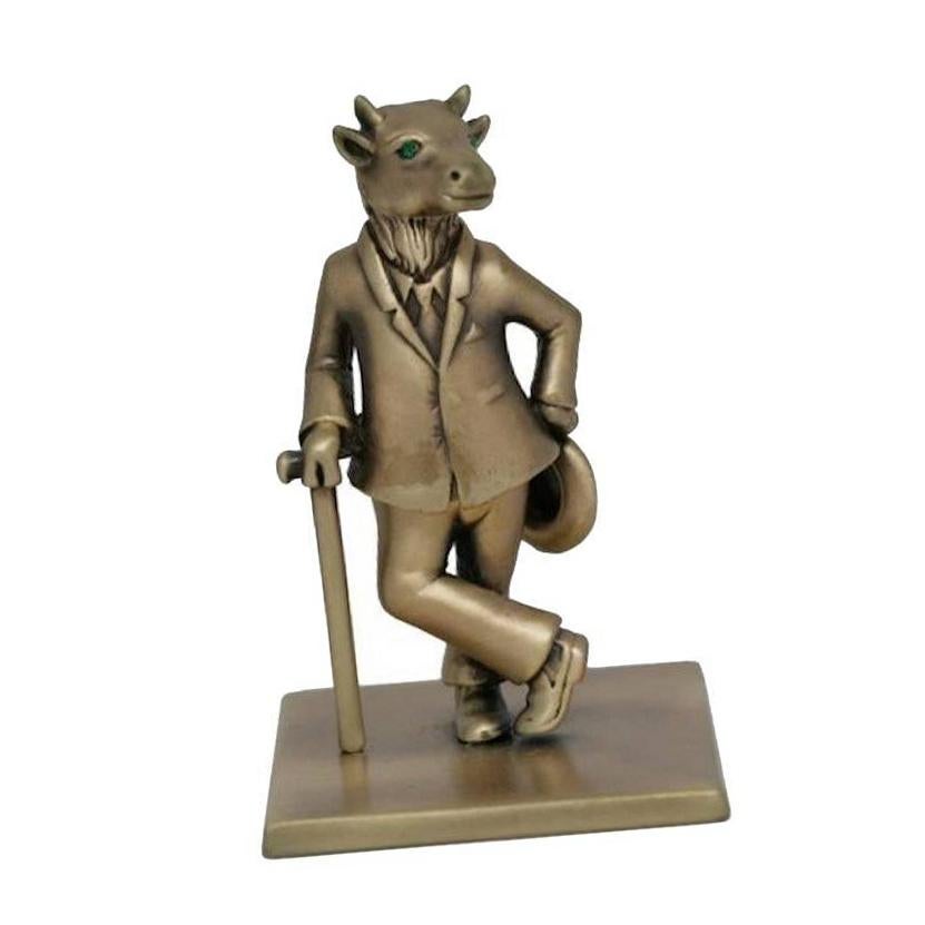 Antique Bronze-Plated Bronze. This piece was made in Manhattan entirely by hand, and was cast, one at a time, using the lost wax process. Prince John Landrum Bryant Created and Designed this piece and Supervised its Fabrication. Dimensions: