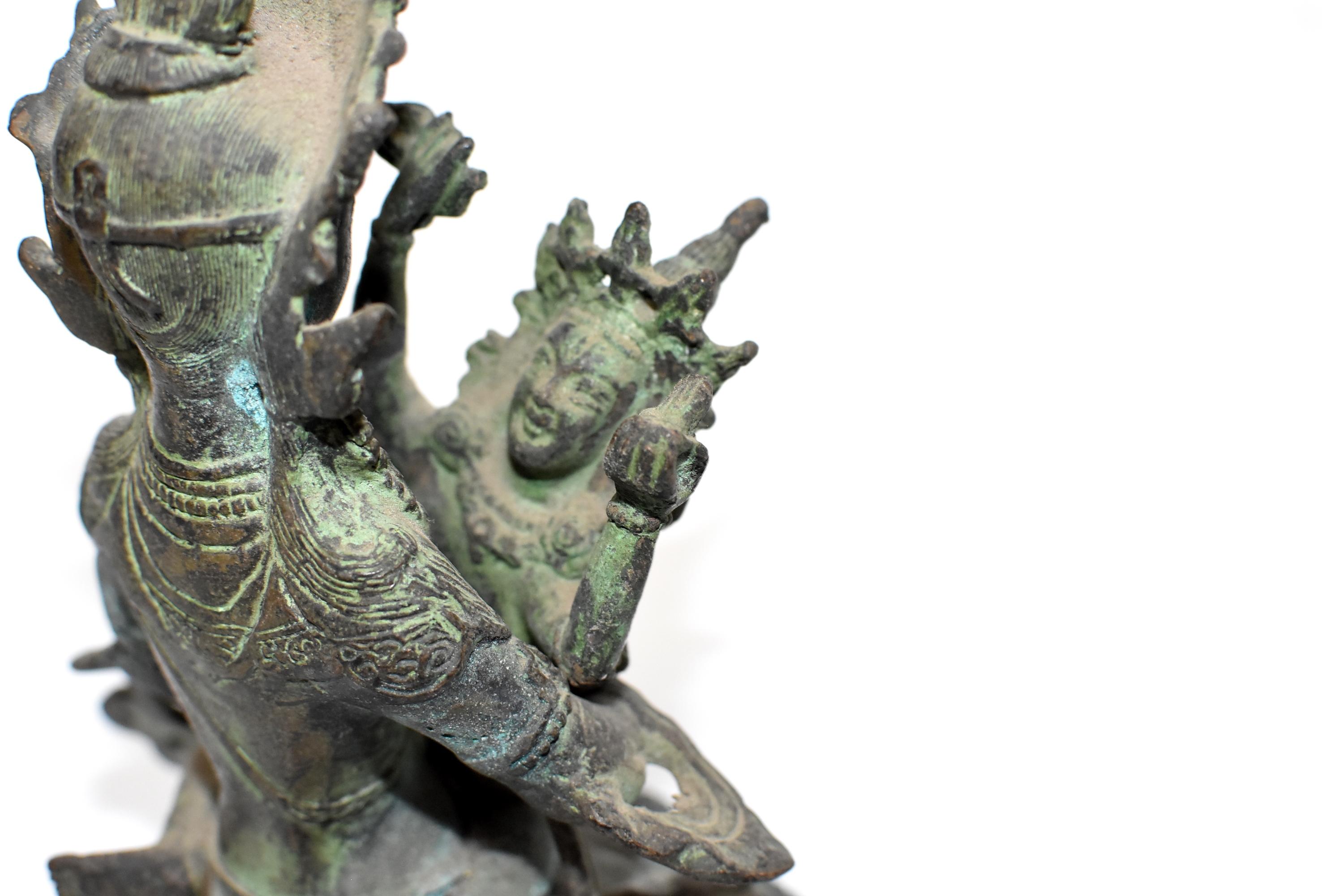 Antique Bronze Tibetan Couple Statue Vajrasattva Yab Yum 4
