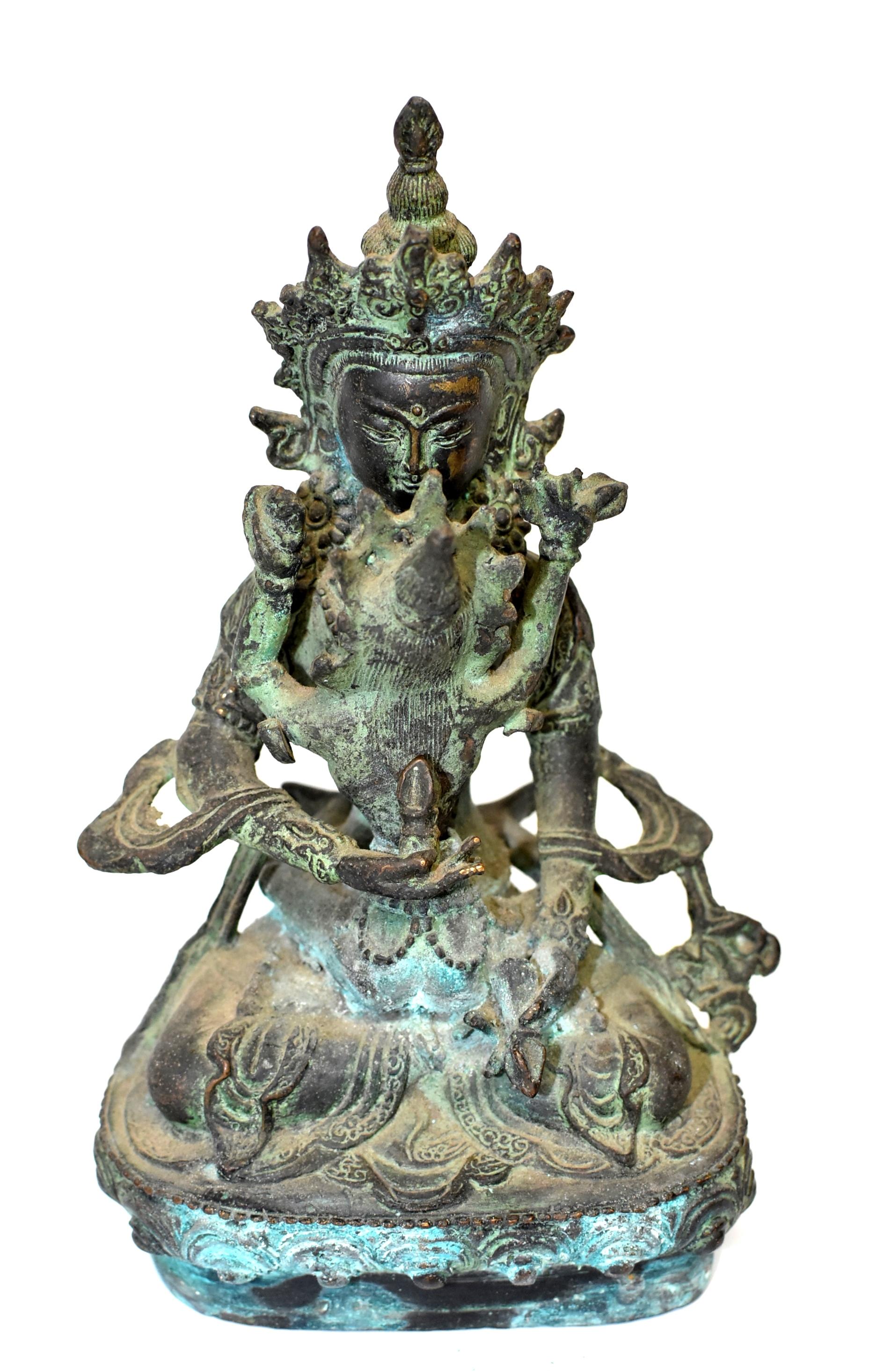 Antique Bronze Tibetan Couple Statue Vajrasattva Yab Yum 10