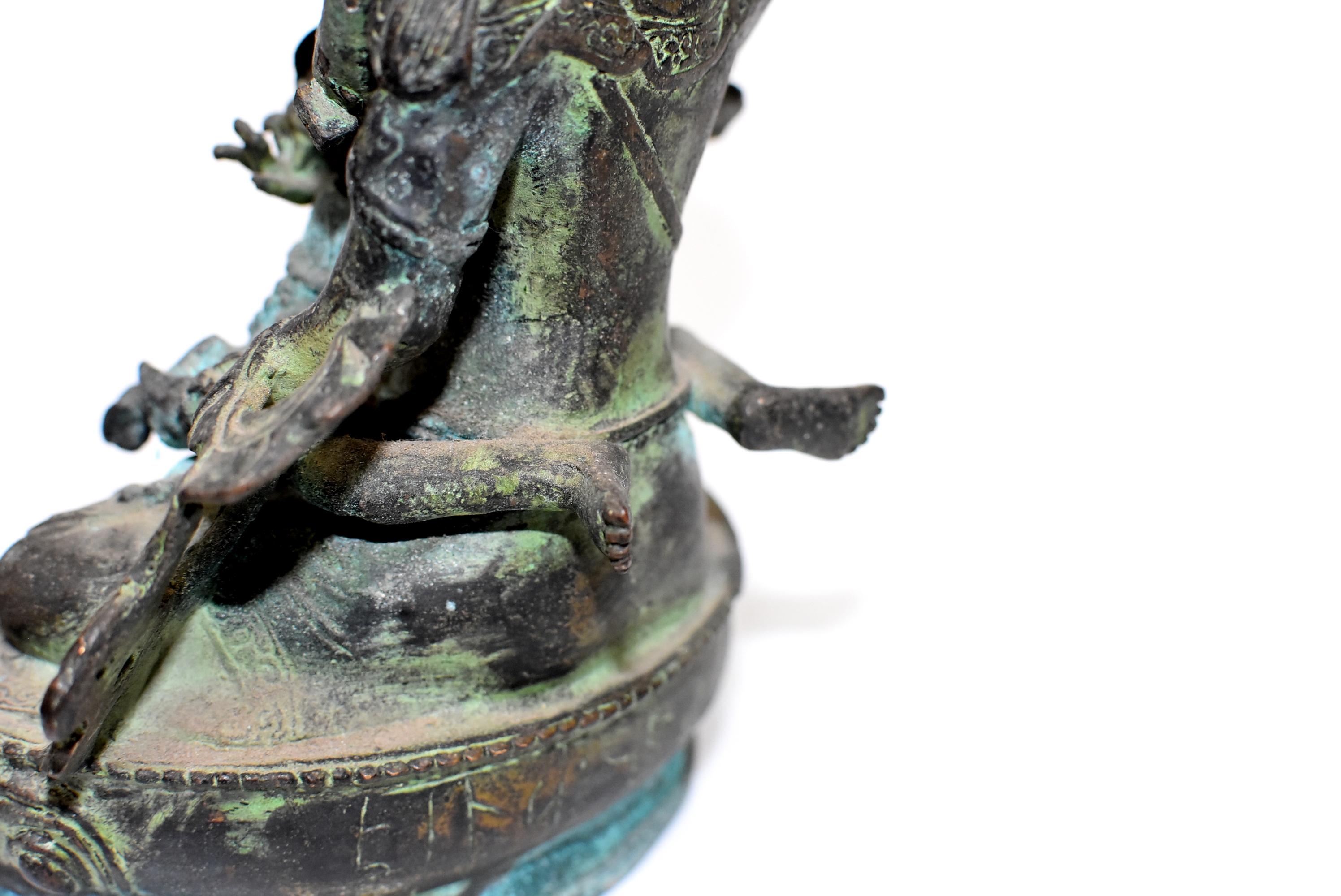 Antique Bronze Tibetan Couple Statue Vajrasattva Yab Yum 13