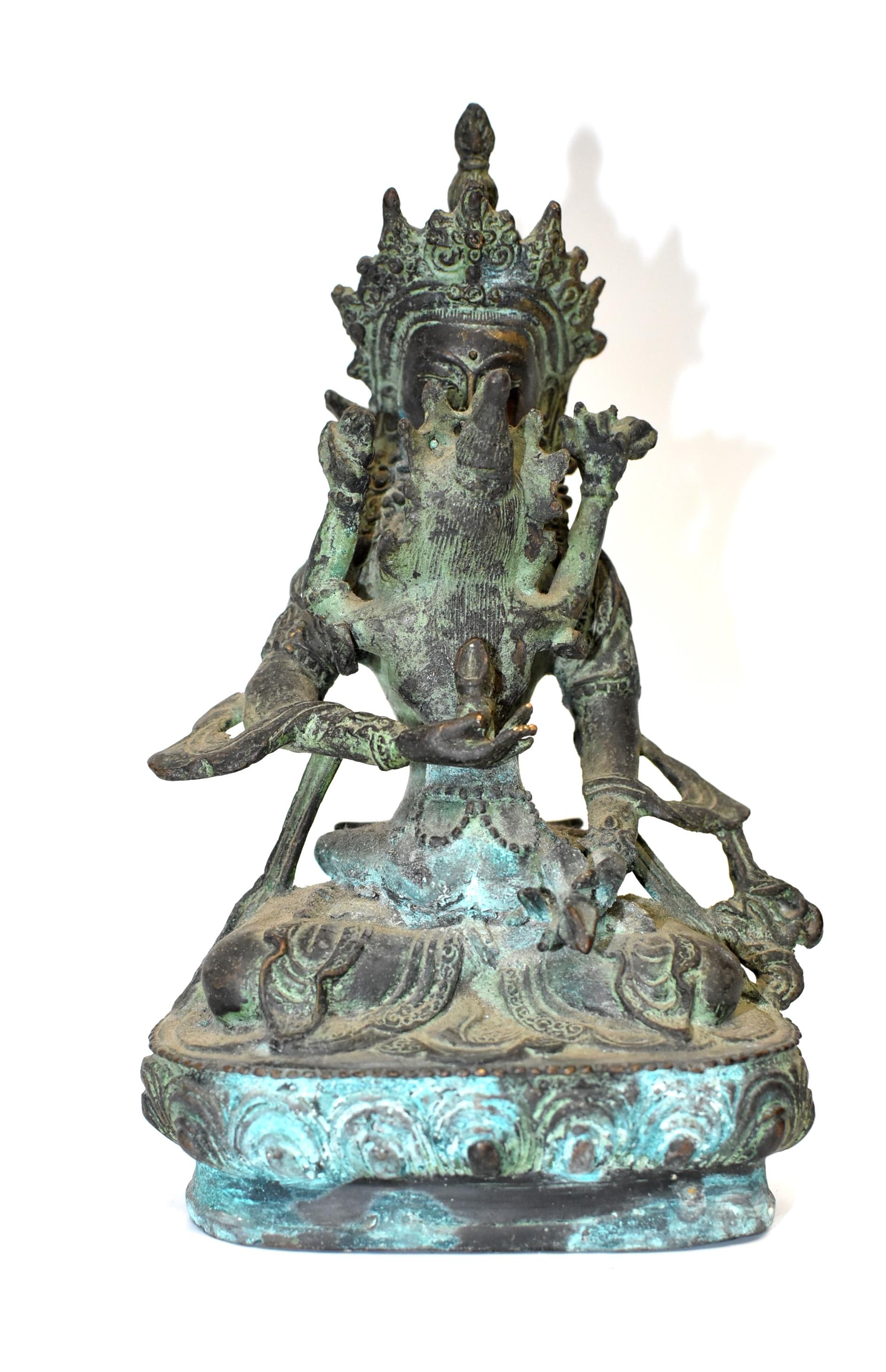 A rare, antique, fine statue of the joined Tibetan Deities Yab-yum (in Tibetan 