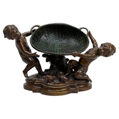Antique Bronze “Two Putti with a Dish” Auguste Moreau (1834-1917)