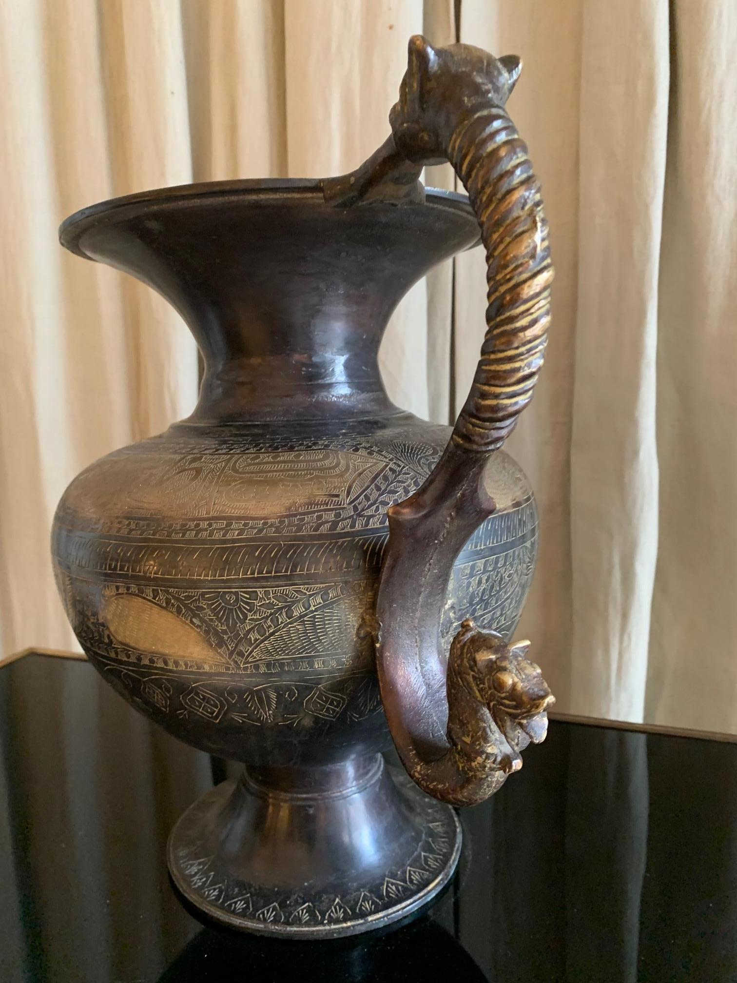 Antique Indo Peersian Cast  Bronze Vase For Sale 4