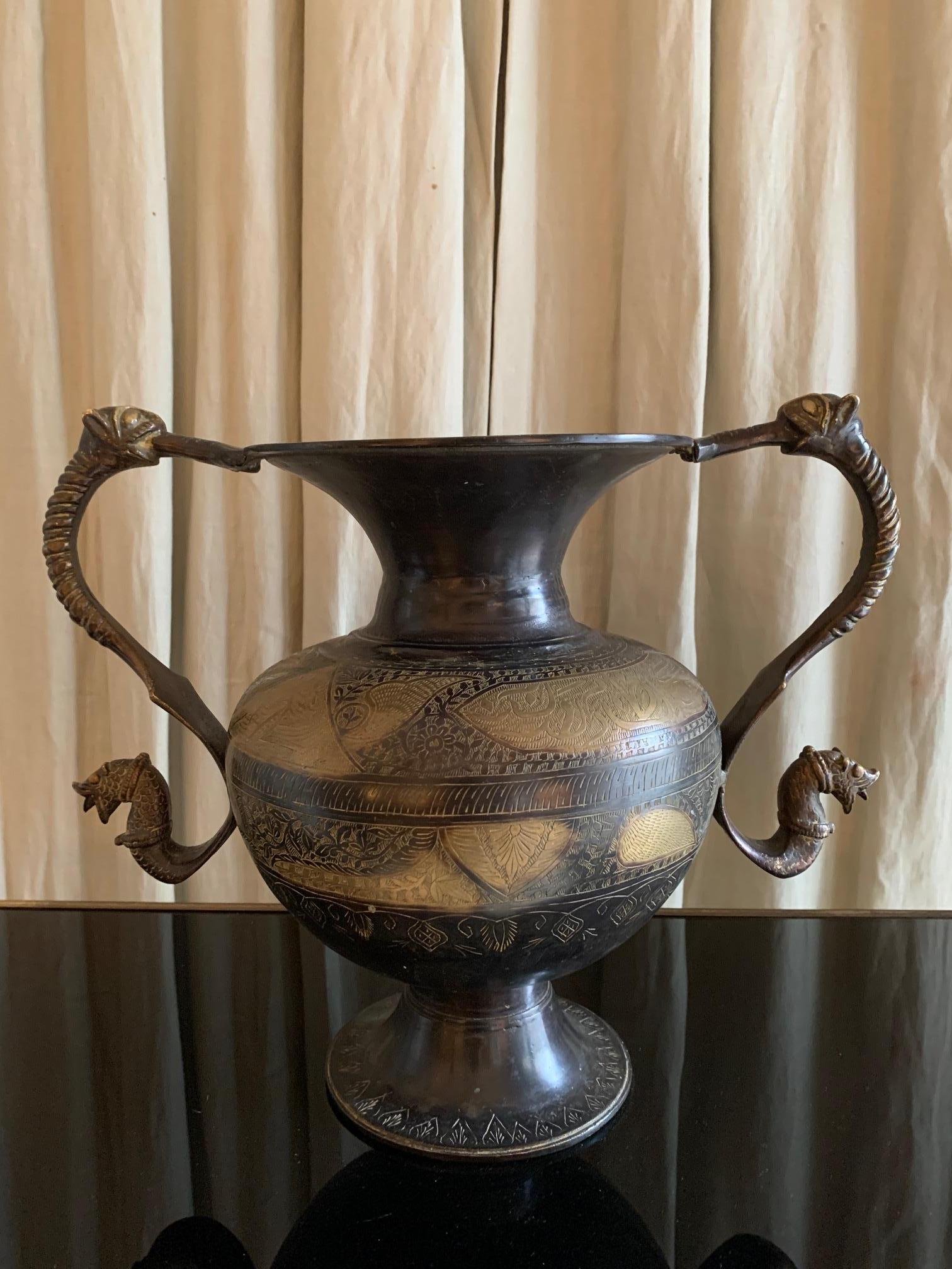 Antique Indo Peersian Cast  Bronze Vase For Sale 5