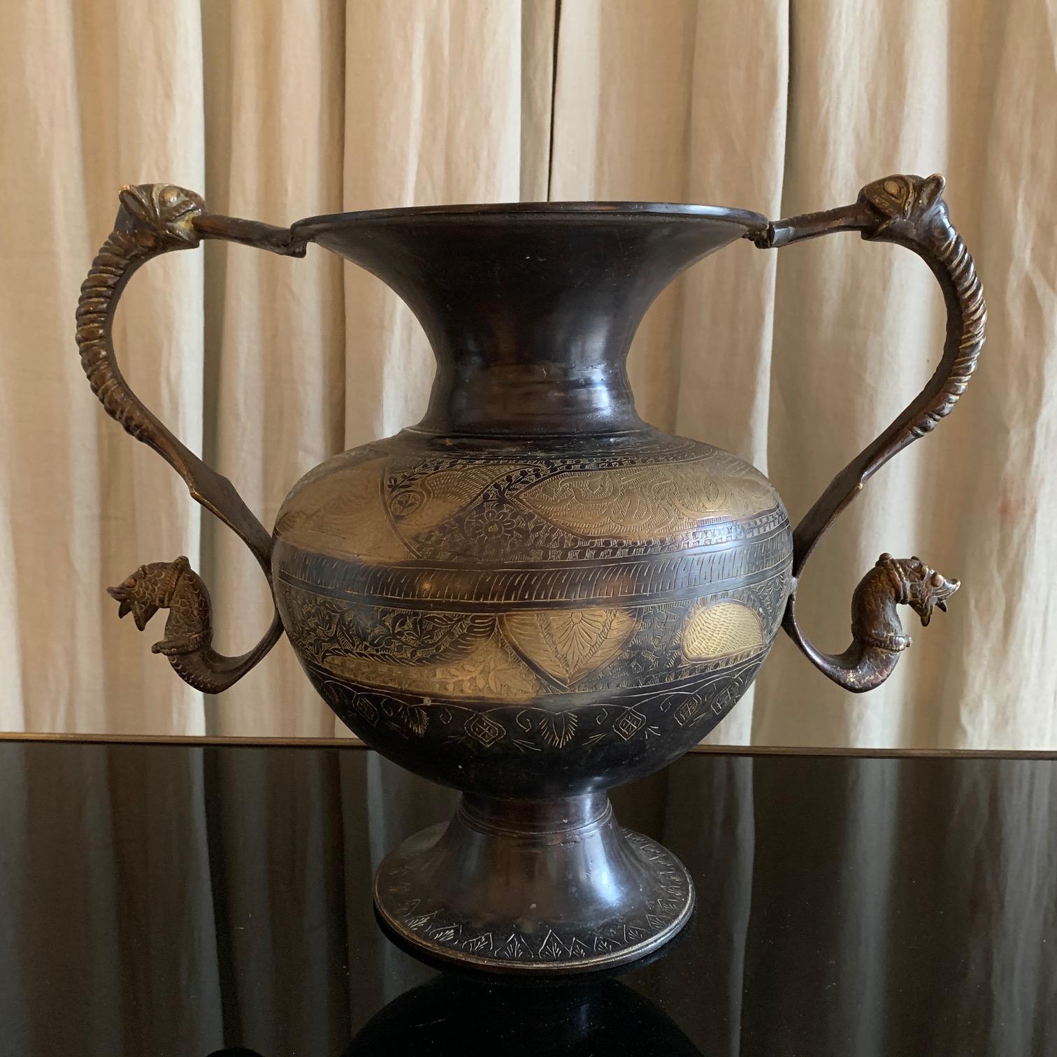 Indian Antique Indo Peersian Cast  Bronze Vase For Sale