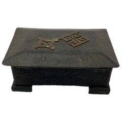 Antique Bronze Verdigris Box with Greek Key