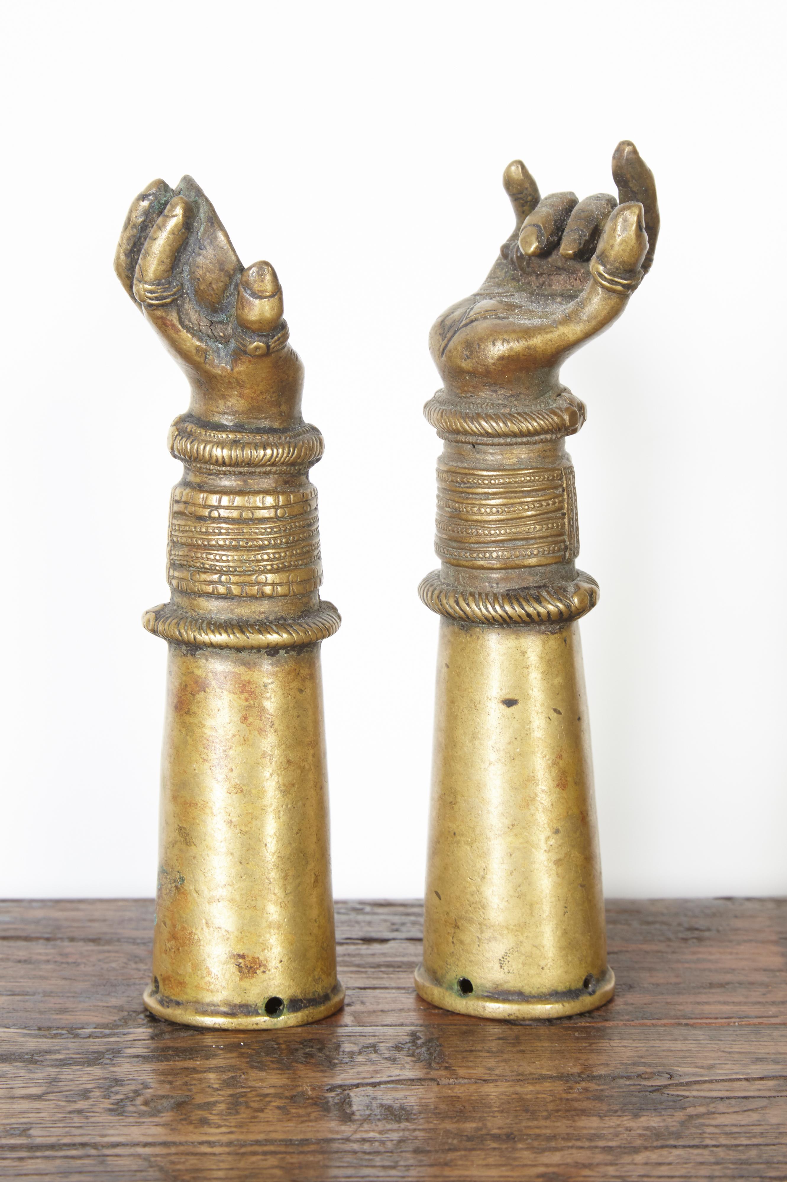 Antique Bronze Votive Hands from India In Good Condition In New York, NY