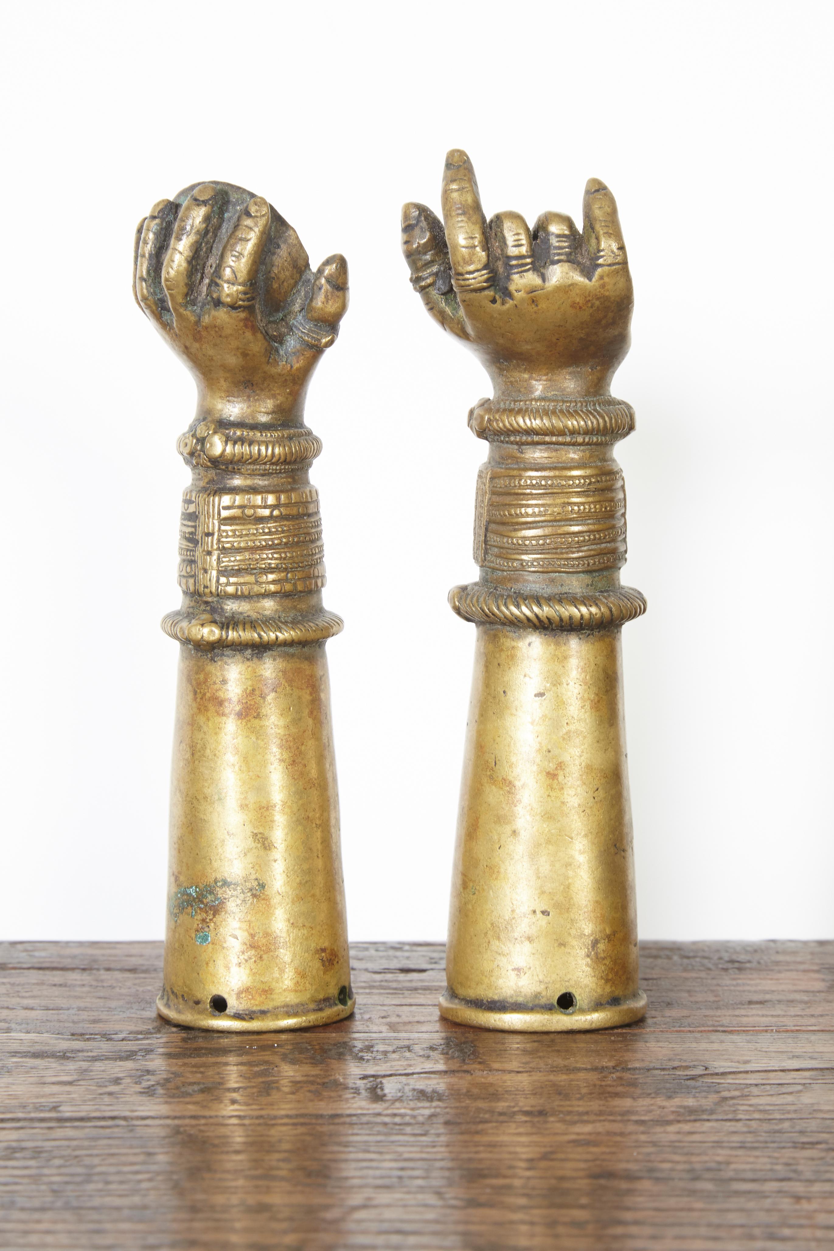 Antique Bronze Votive Hands from India 1