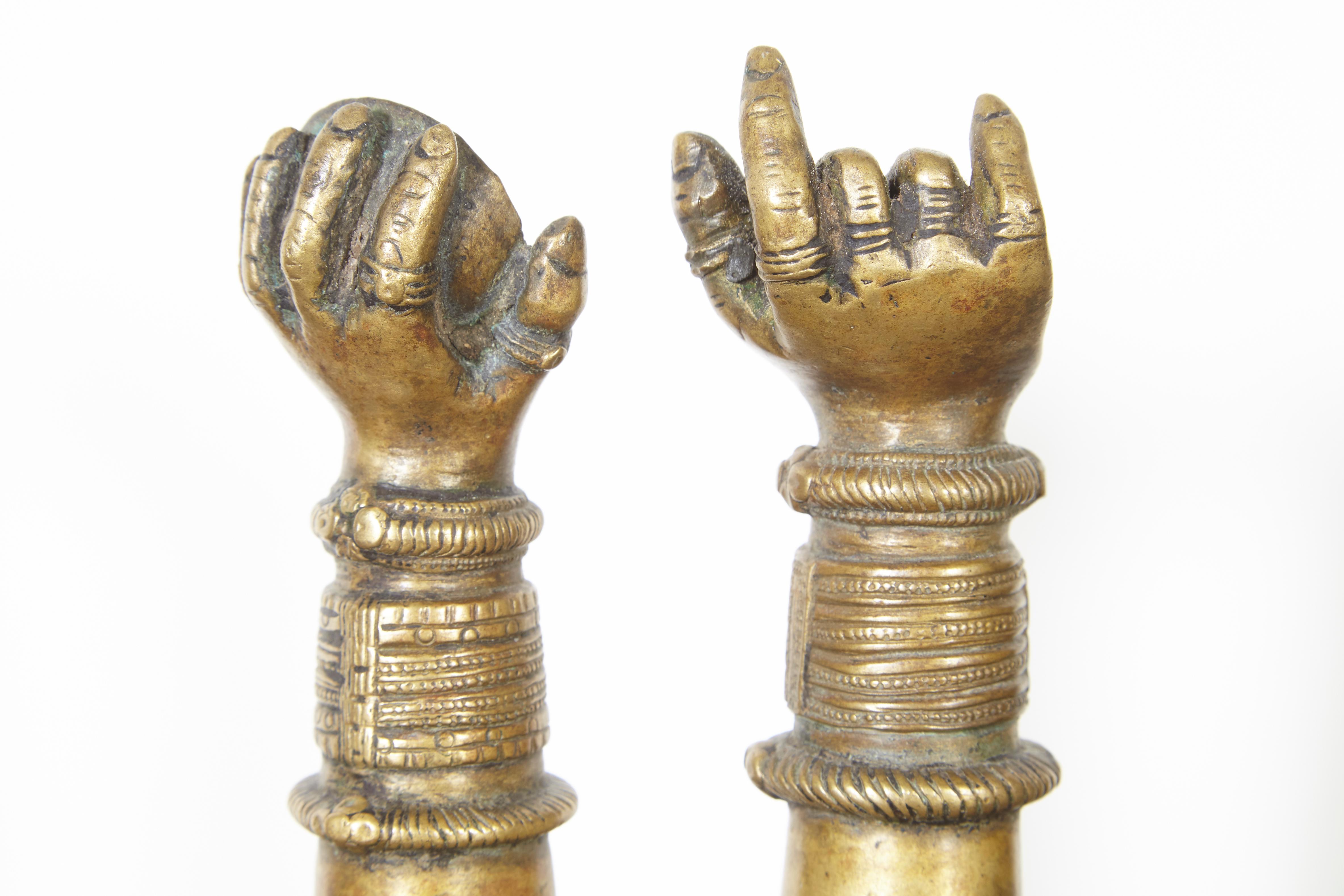 Antique Bronze Votive Hands from India 2