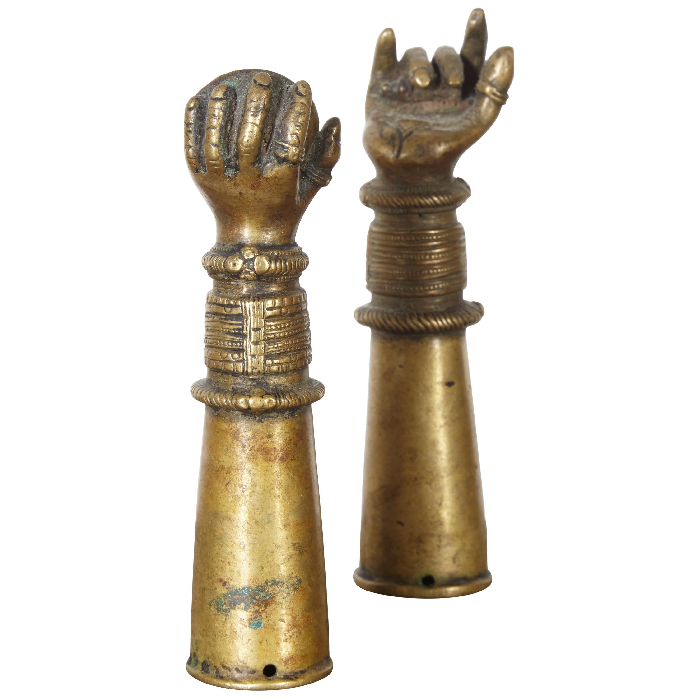 Antique Bronze Votive Hands from India