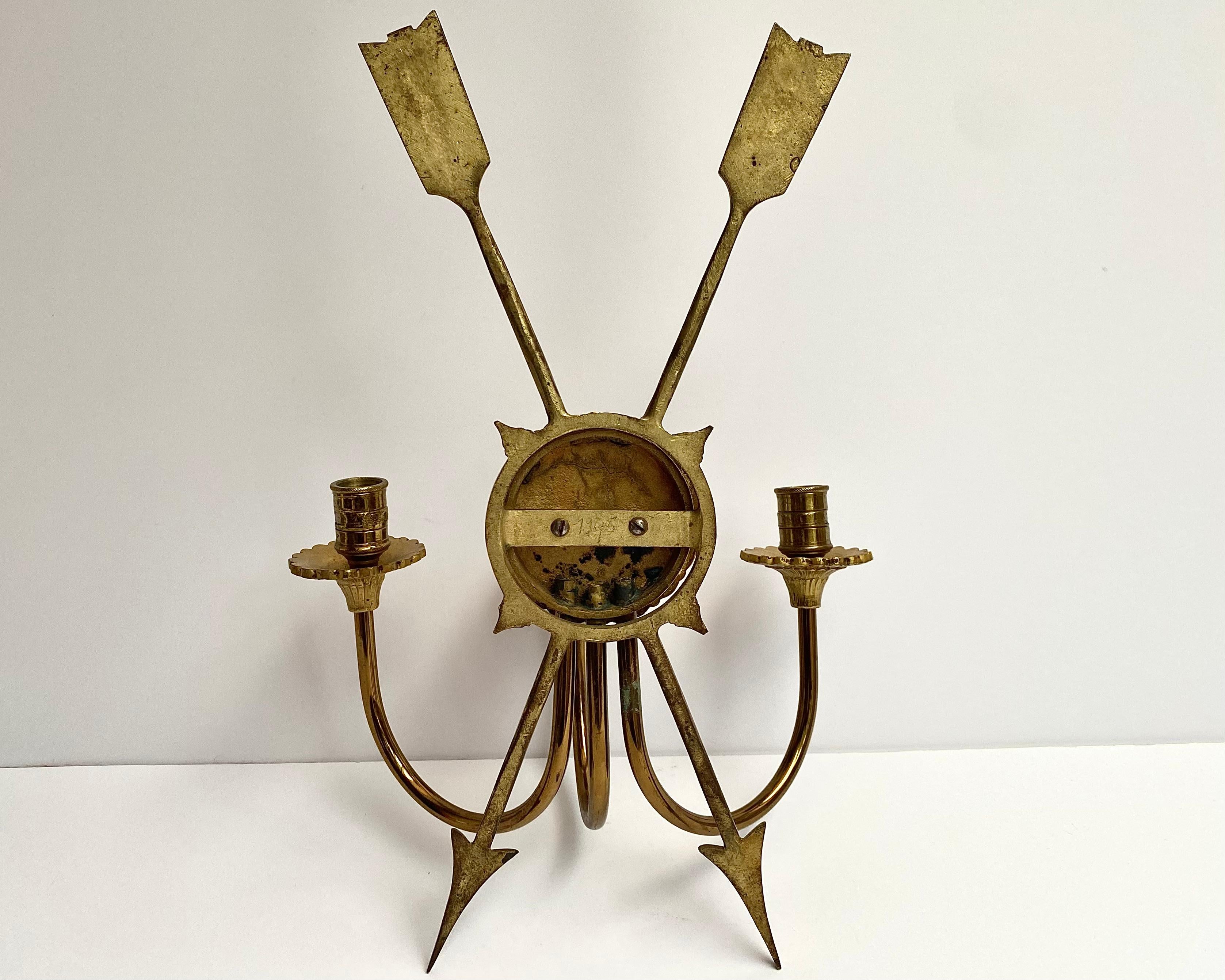 French Antique Bronze Wall Candelabra, France, 1910