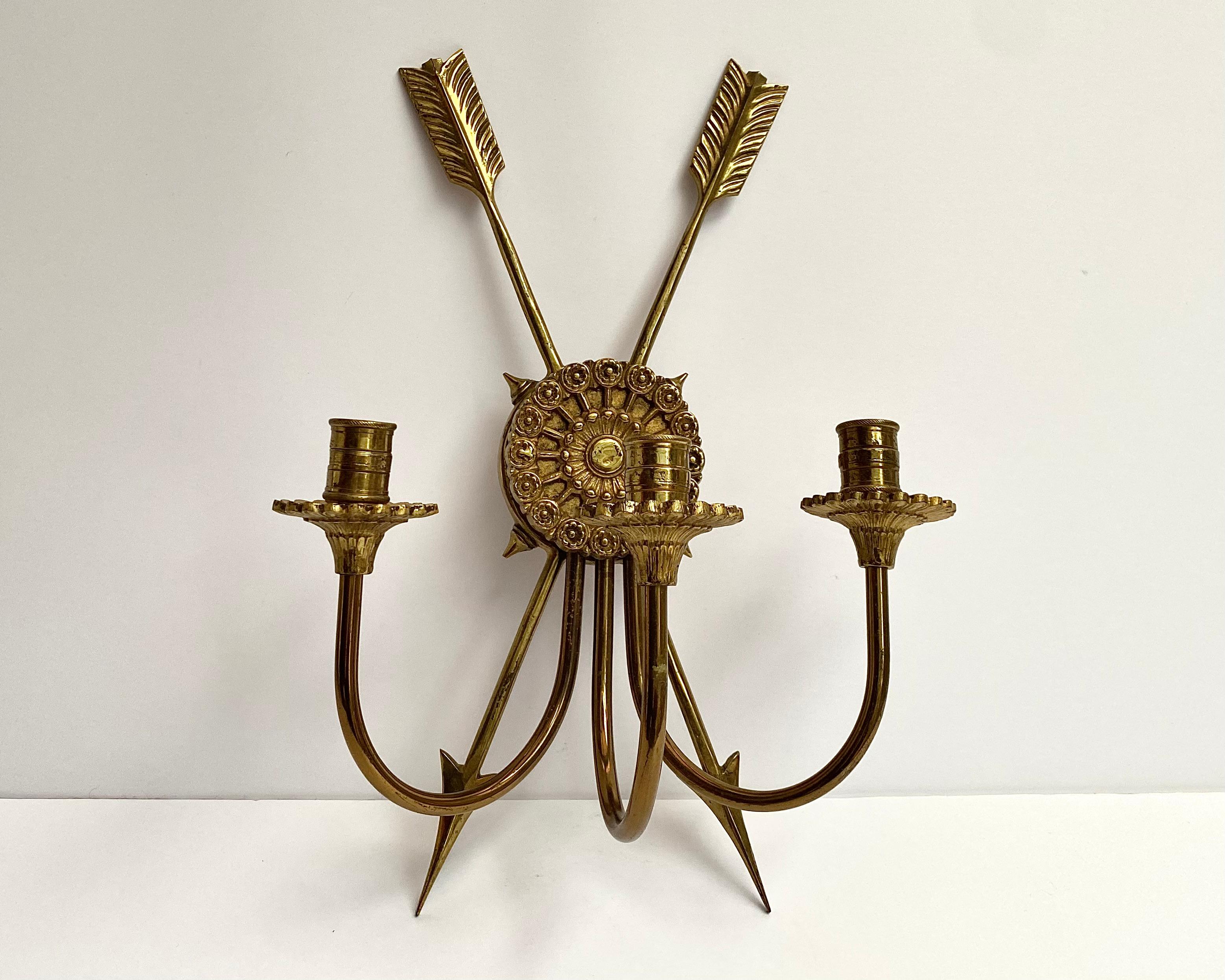 Early 20th Century Antique Bronze Wall Candelabra, France, 1910 For Sale