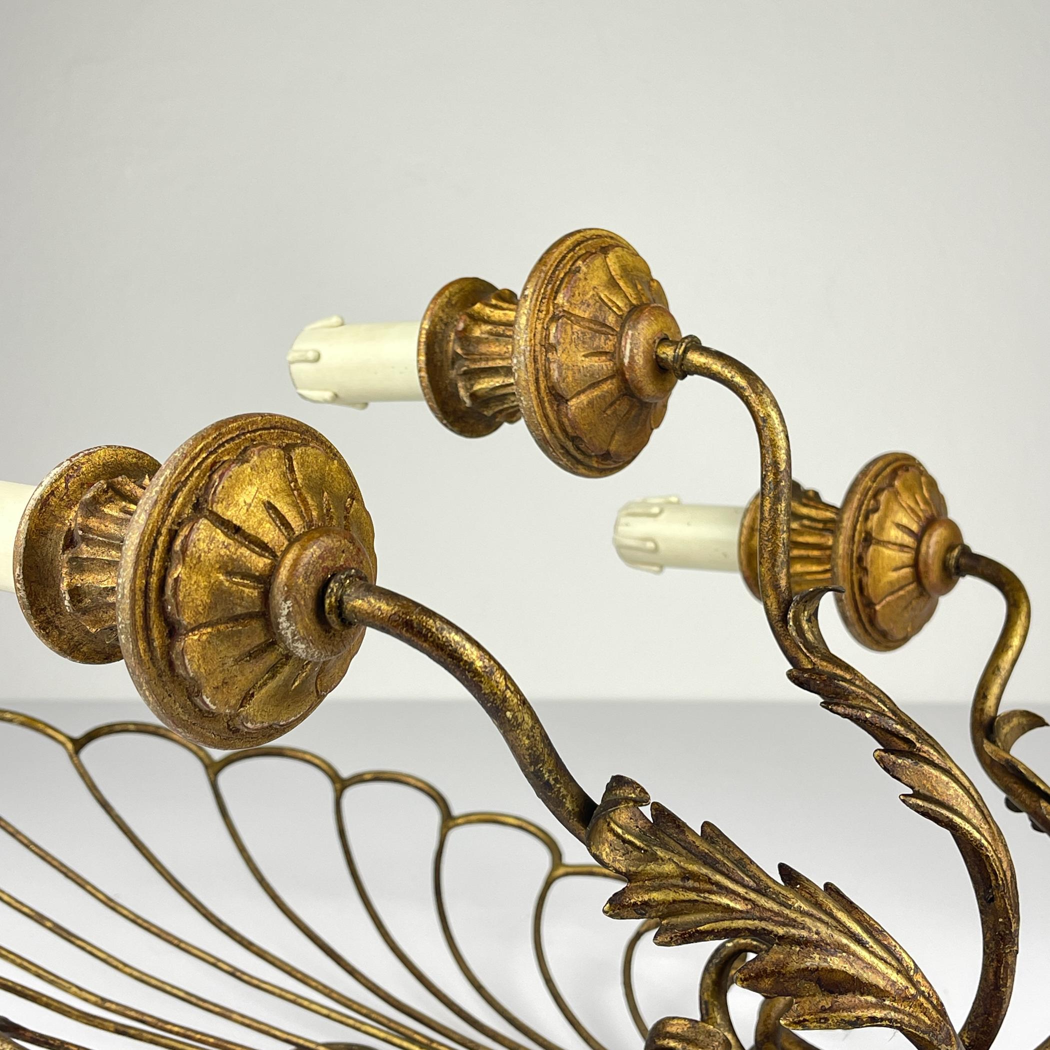 Lampada da parete in bronzo antico a 3 bracci, Italia anni '30 in vendita 12