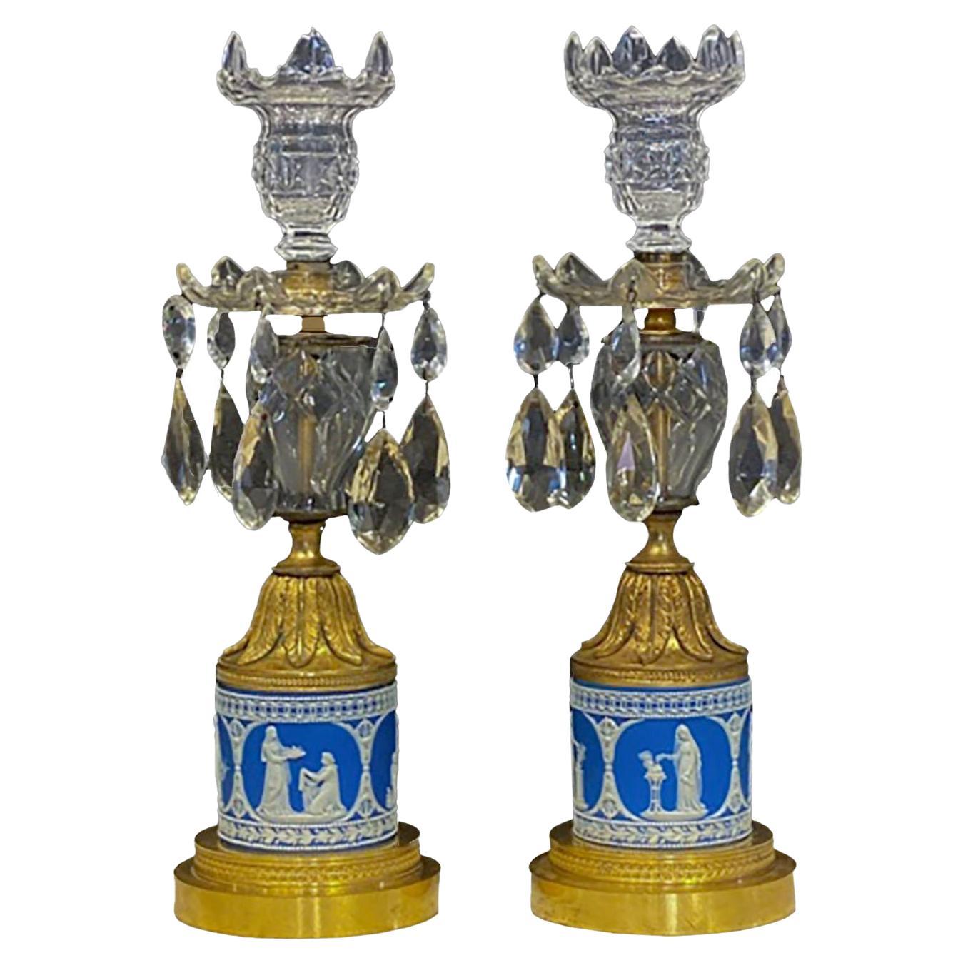 Antique Bronze Wedgwood Candleholders For Sale