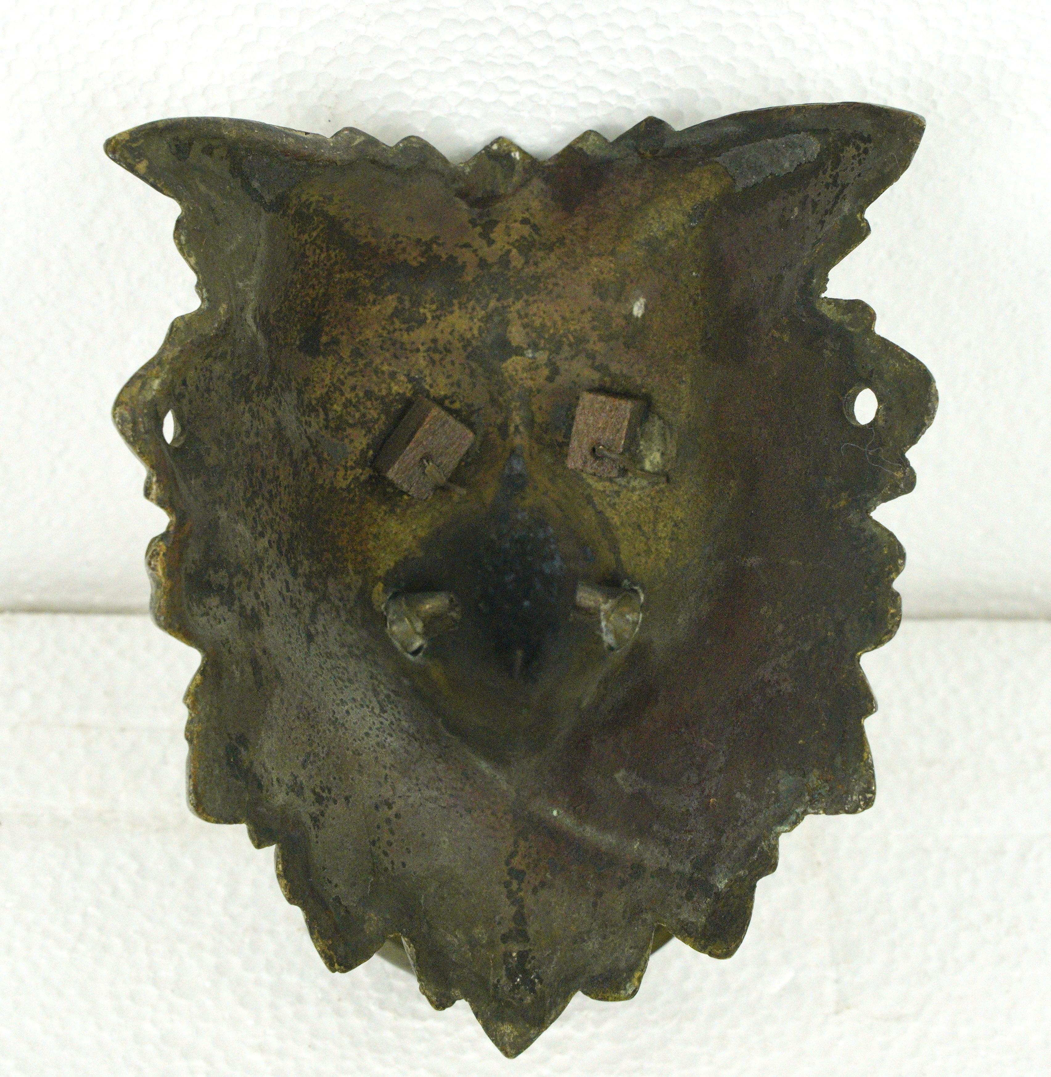 Antique Bronze Wolf Head Glass Eyes Ring Pull For Sale 5