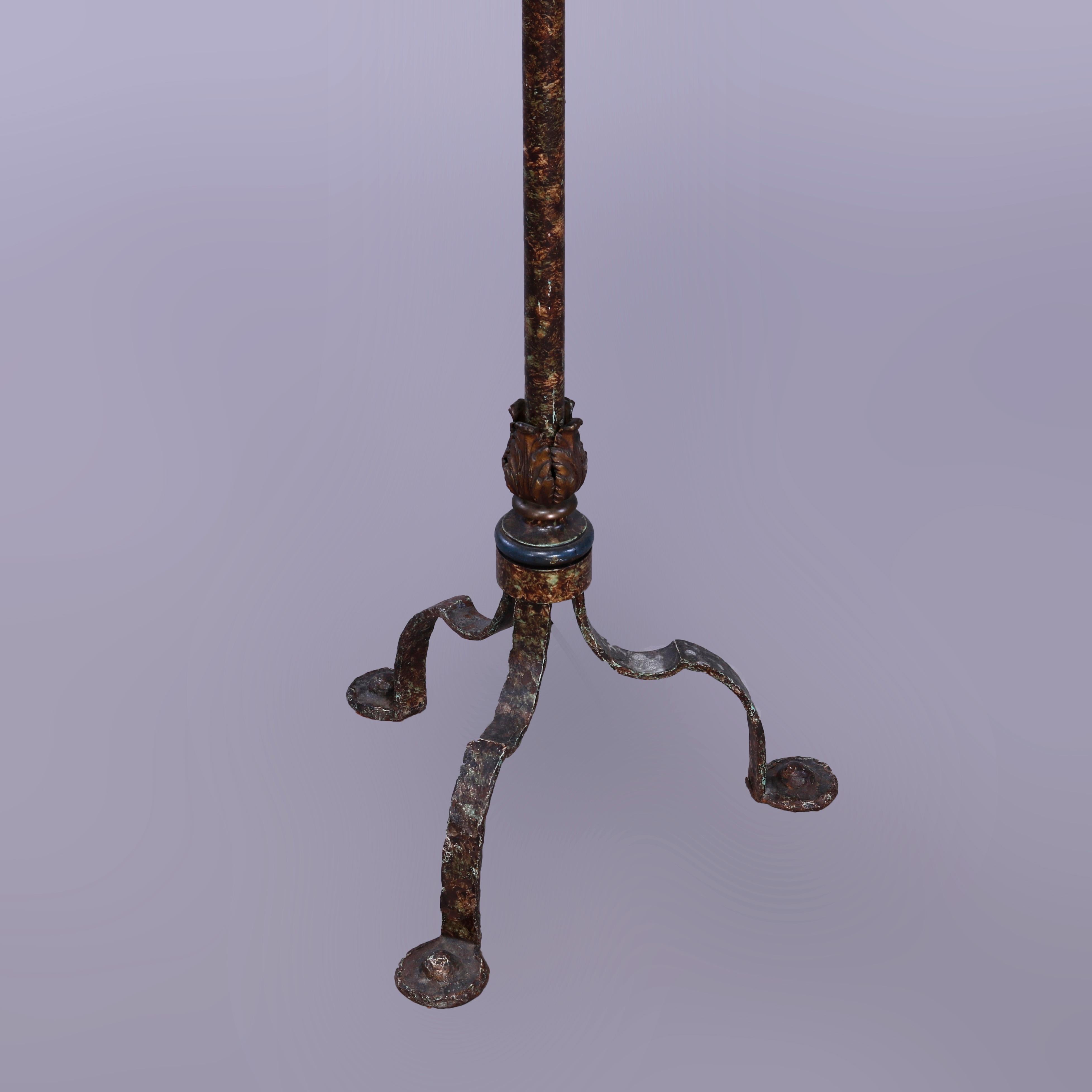 Antique Bronze & Wrought Iron Five-Light Candelabra Floor Lamp, c1920 3