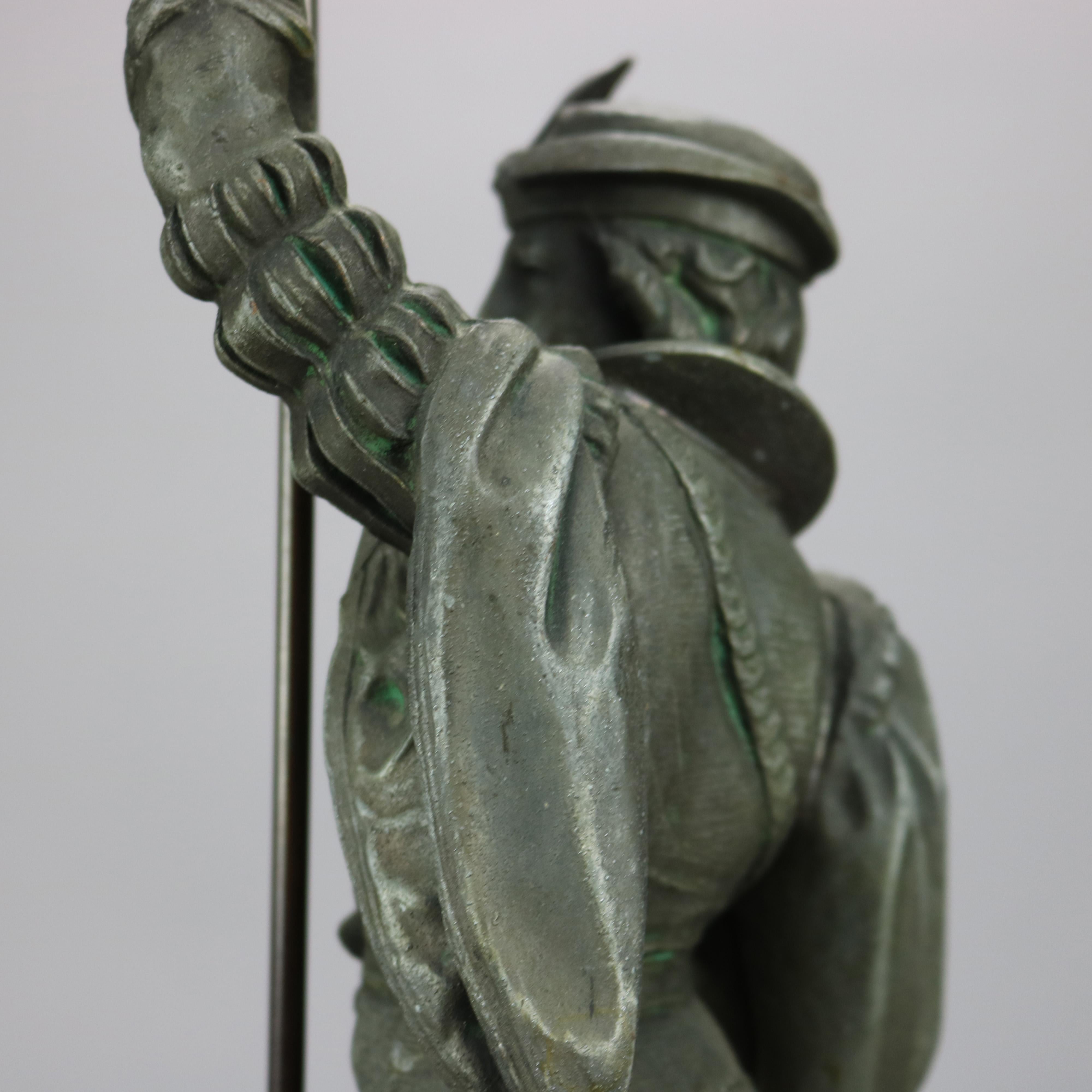 Antique Bronzed Cast Metal Renaissance Statue, Fisherman with His Catch, c1890 6