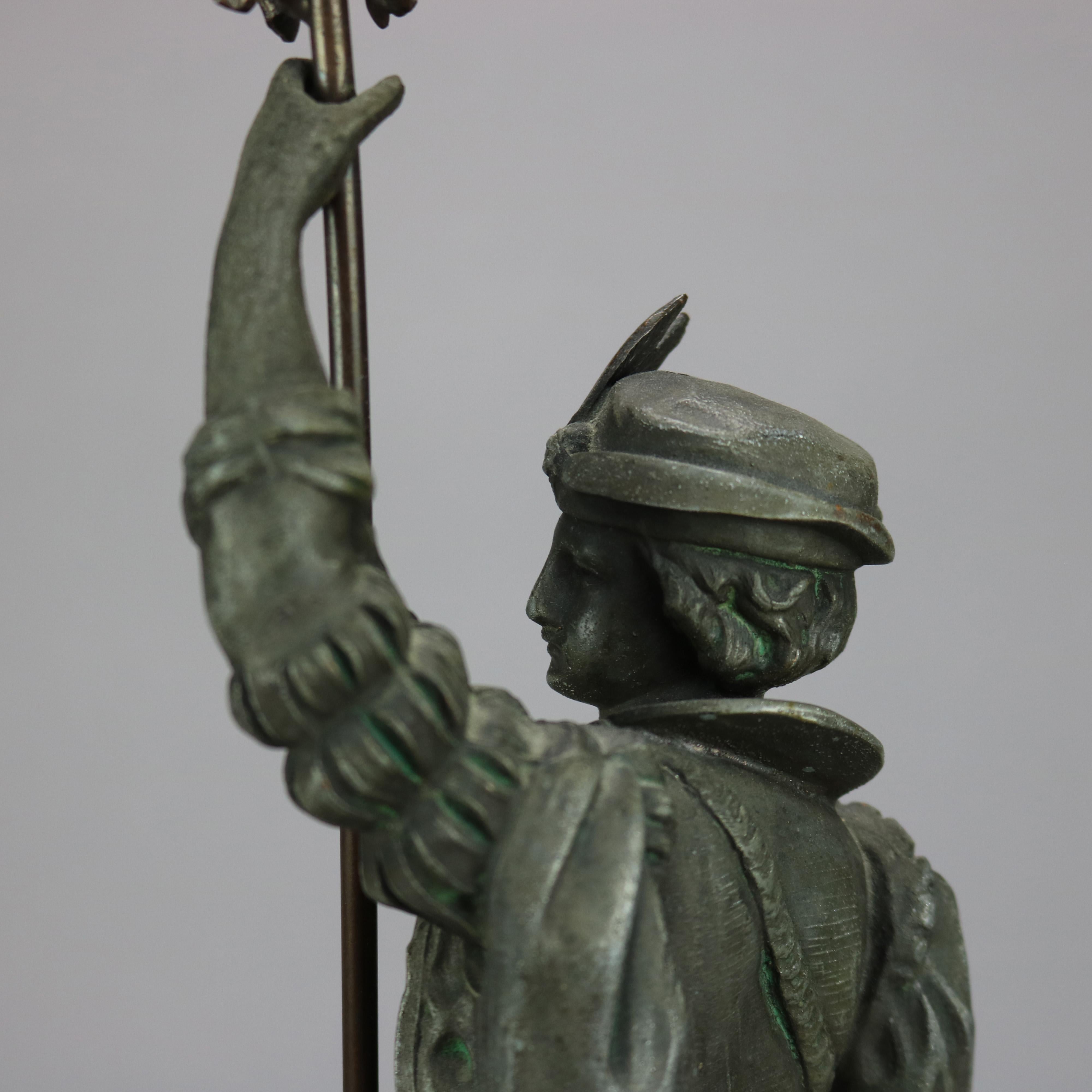 Antique Bronzed Cast Metal Renaissance Statue, Fisherman with His Catch, c1890 7