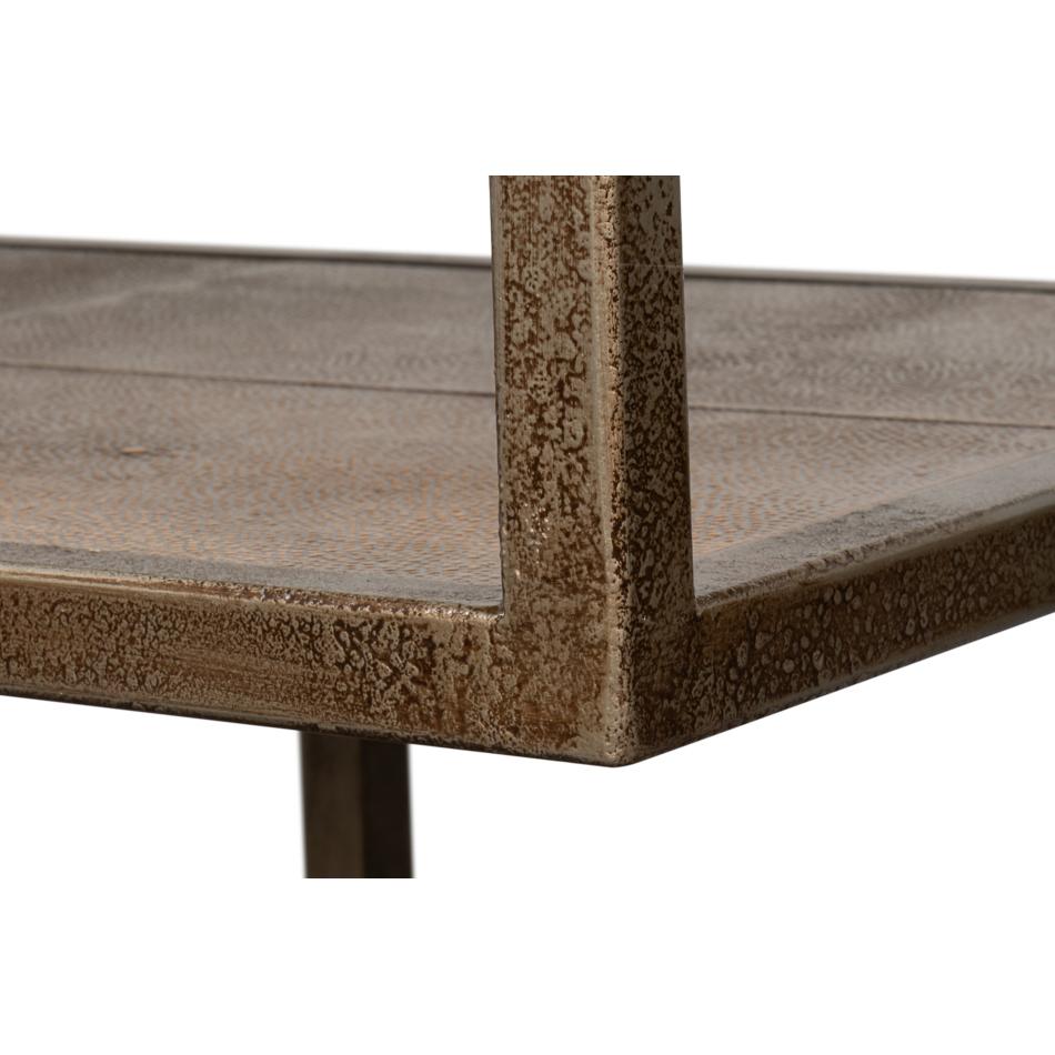 Antique Bronzed Console Table with Brown Leather For Sale 1