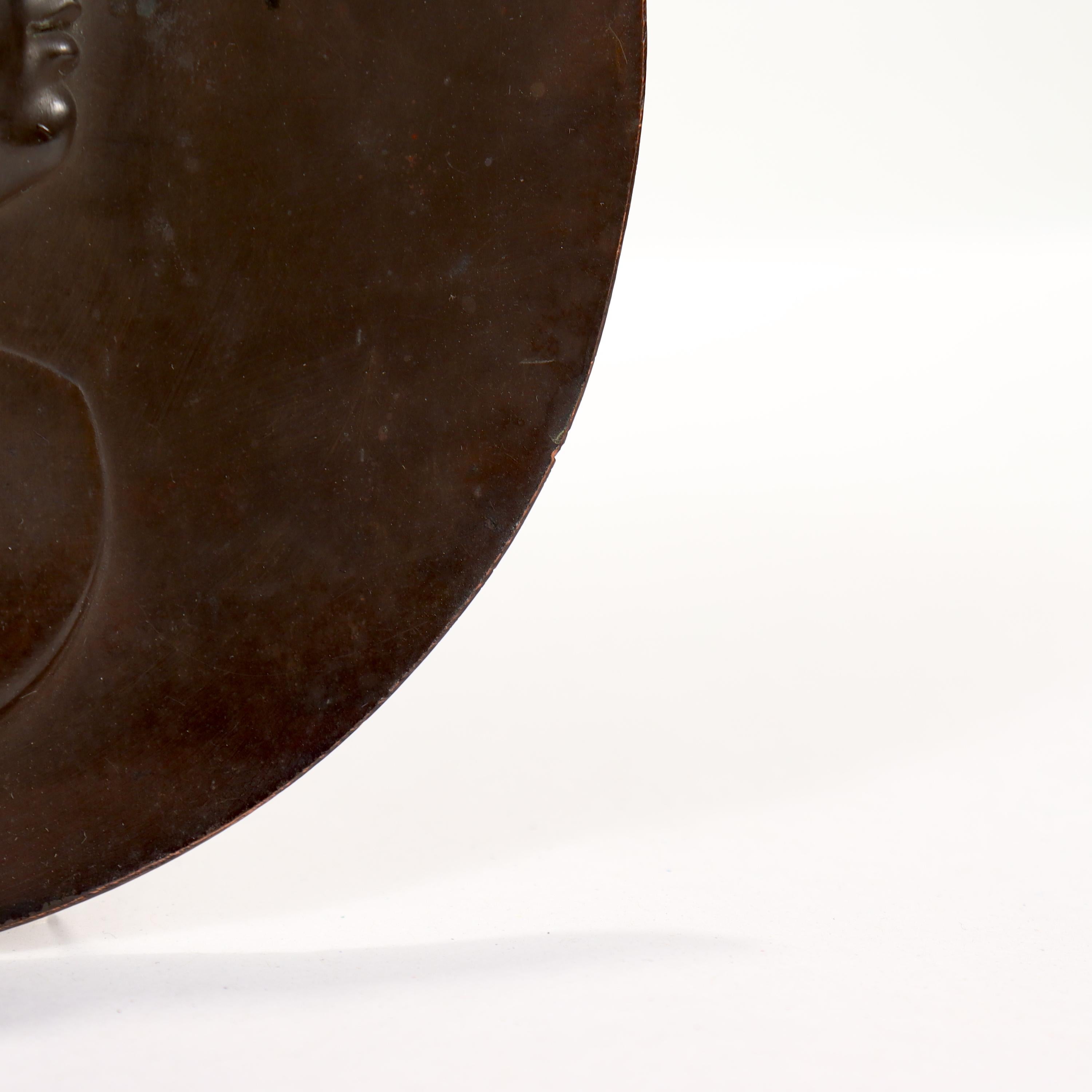 Antique Bronzed Copper Roundel of a Bust of Venus De Milo in Profile 5