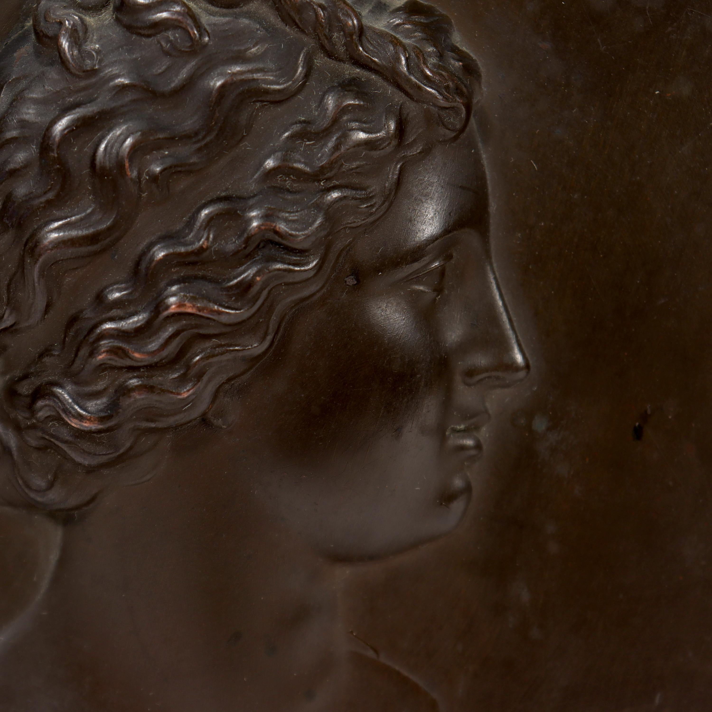 Antique Bronzed Copper Roundel of a Bust of Venus De Milo in Profile 6