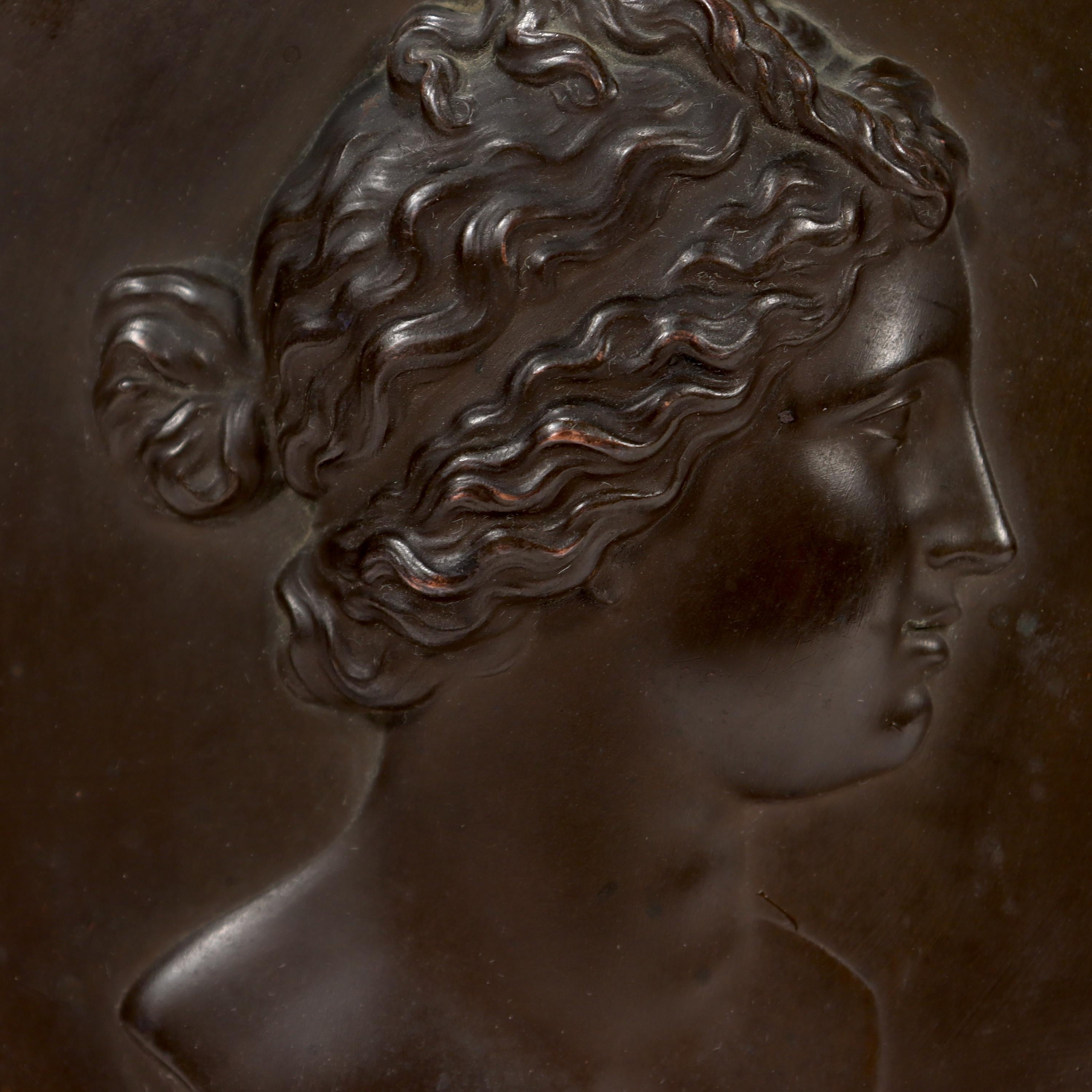 19th Century Antique Bronzed Copper Roundel of a Bust of Venus De Milo in Profile