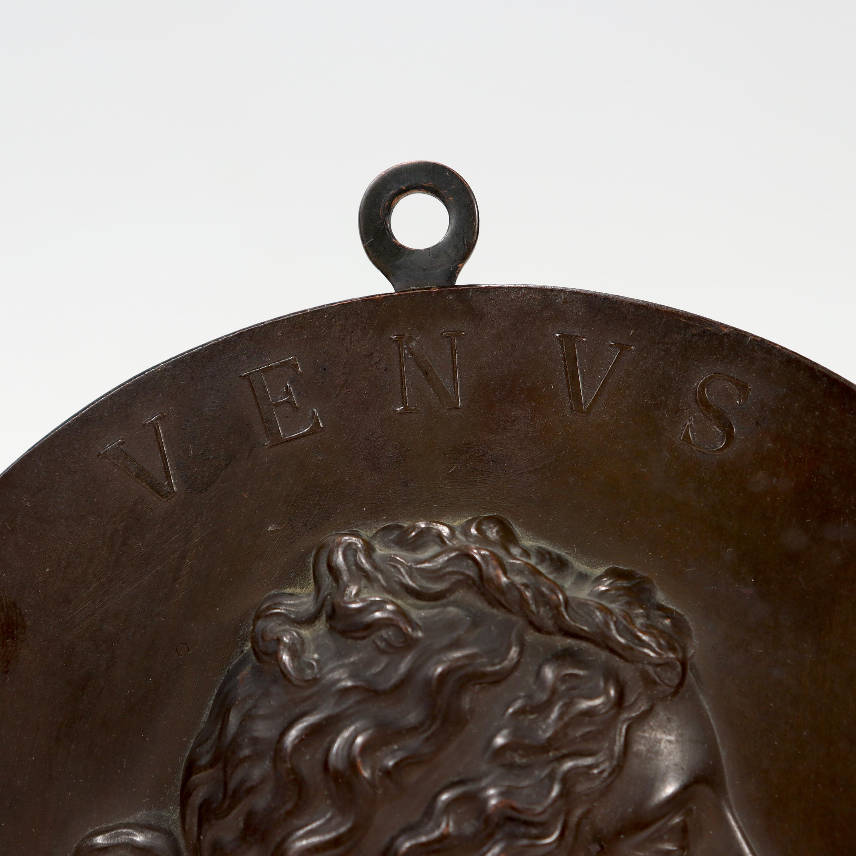Antique Bronzed Copper Roundel of a Bust of Venus De Milo in Profile 3