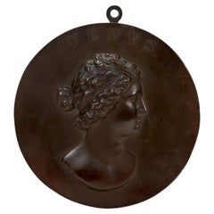 Antique Bronzed Copper Roundel of a Bust of Venus De Milo in Profile