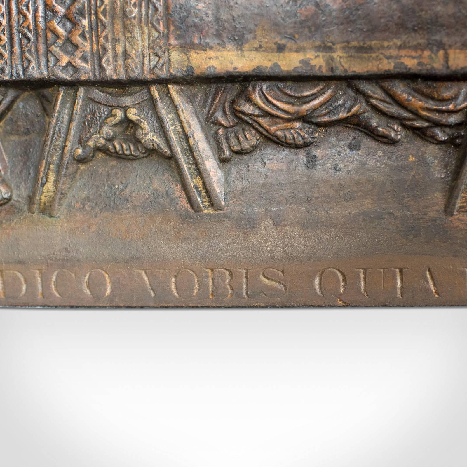 Antique Bronzed Iron Plaque, Da Vinci's the Last Supper, Fireback, Wall 2