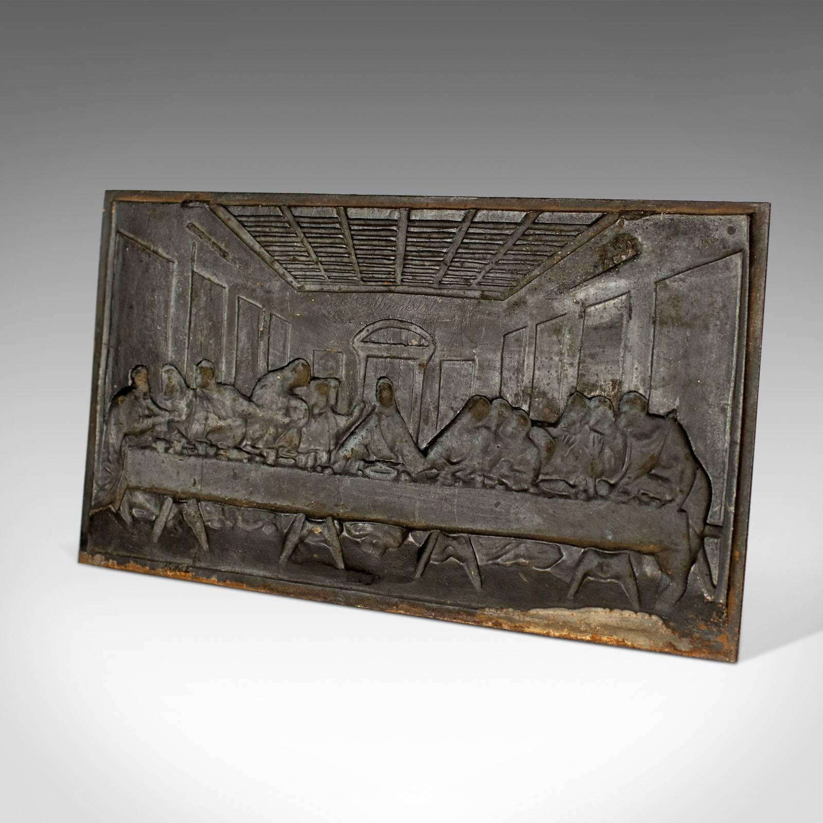 Antique Bronzed Iron Plaque, Da Vinci's the Last Supper, Fireback, Wall 3