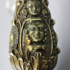 Antique Bronzed Metal & Crystal Figural Astral Lamp circa 1900